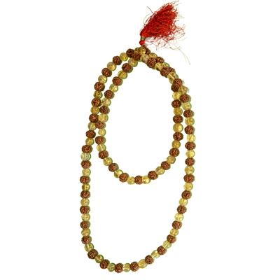 Rudraksha with Natural Citrine Rosary (Rudraksha + Topaz Mala)